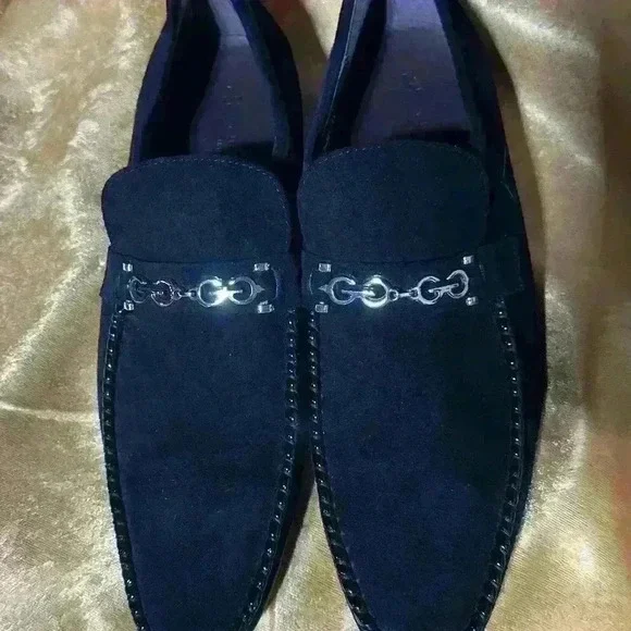 Zota Unique Men's Size 8 Suede Dress Shoes Black Slip-ons Preowned - Picture 1 of 11